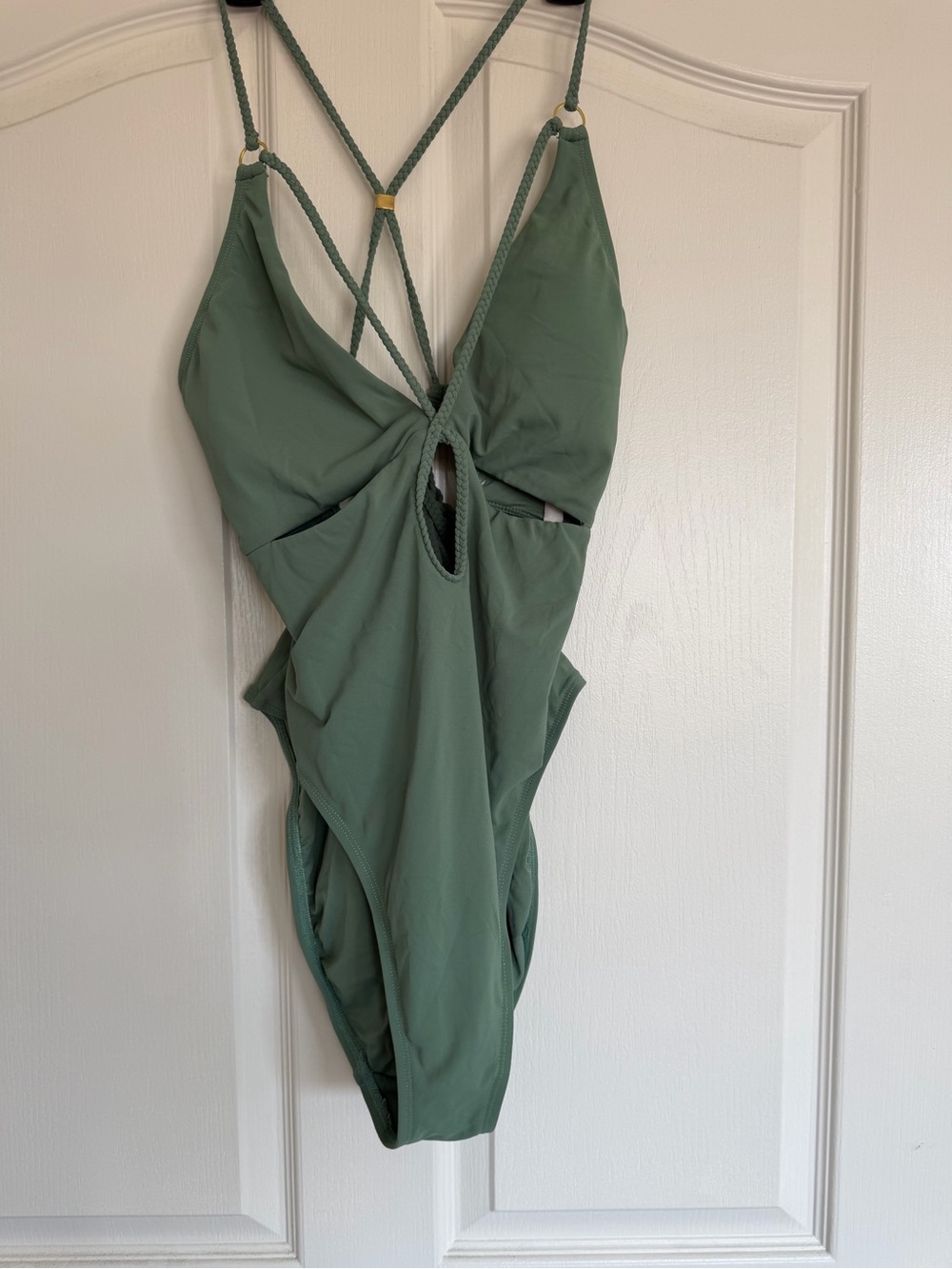 Robin Piccone Olive Green One-Piece Swimsuit with Braided Straps
